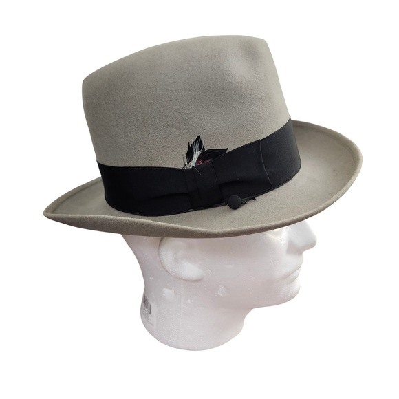 VTG 1950's Stetson 3X Beaver Quality Fedora Hat Gray Mode Edge Mad men Classic - Picture 1 of 15